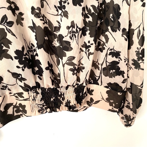 Nicole Miller Beaded Plunging Neck Floral Blouse - Picture 6 of 9